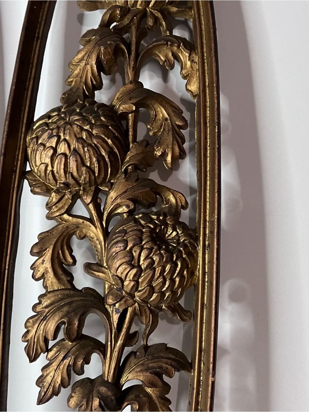 Vintage Burwood 3D Wall Art Hollywood Regency Acorns Floral 21.5" x 5.5" Read - Picture 3 of 8